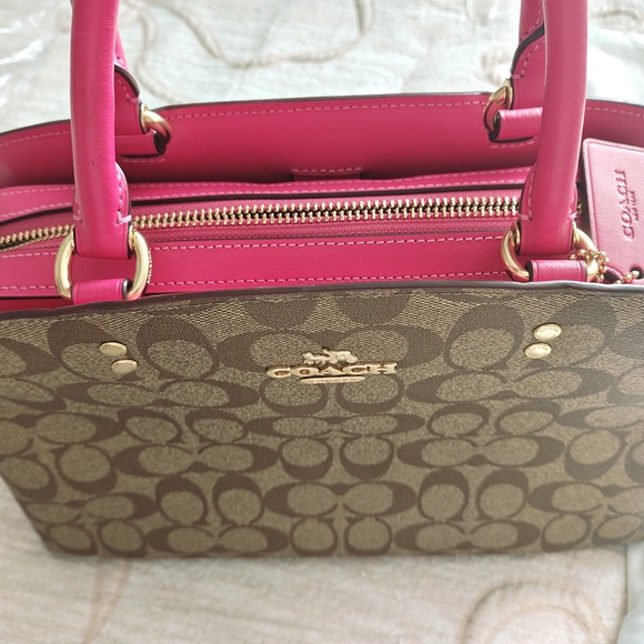 Coach Signature Brown and Pink Handbag - Picture 3 of 9